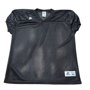 Russell Athletic Football Jersey V Neck Mesh Short Sleeve Top Youth XL Black